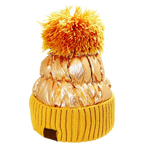Puffer Knit Pom Beanie