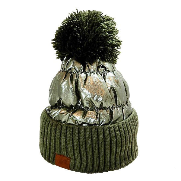 Puffer Knit Pom Beanie