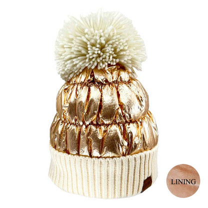 Puffer Knit Pom Beanie