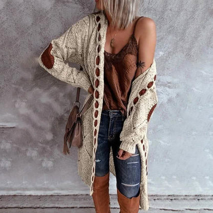 Women's Color Block Hooded Cardigan