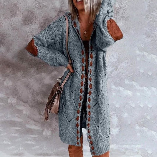 Women's Color Block Hooded Cardigan
