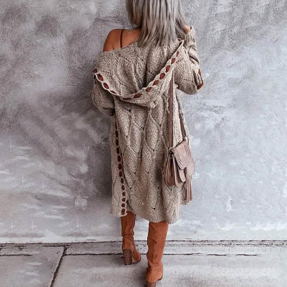 Women's Color Block Hooded Cardigan