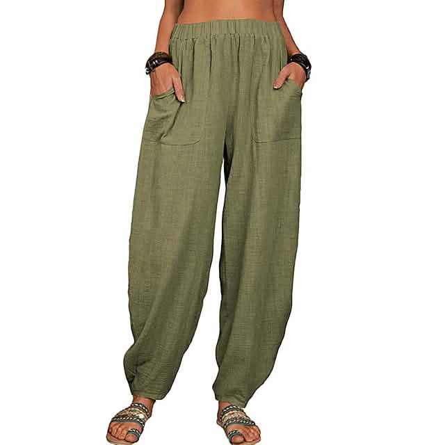 Women's Linen High-Waist Wide-Leg Pants