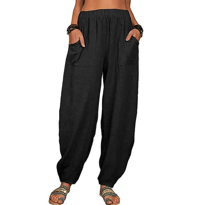 Women's Linen High-Waist Wide-Leg Pants