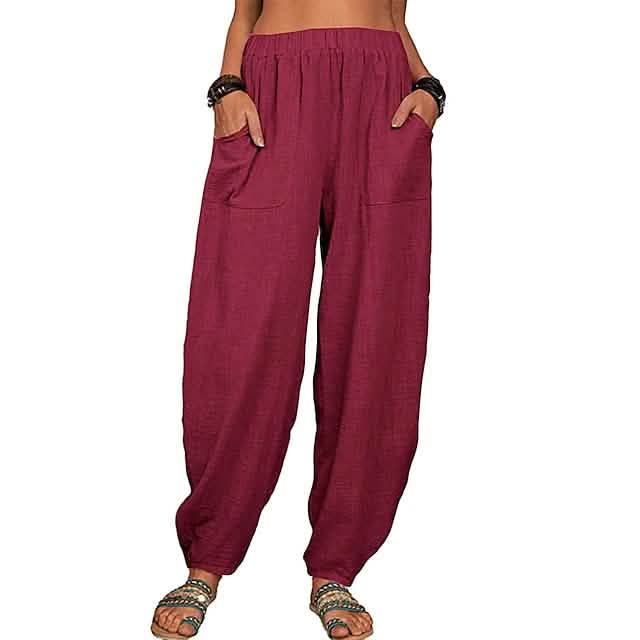 Women's Linen High-Waist Wide-Leg Pants