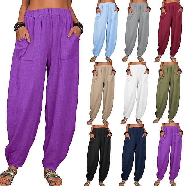 Women's Linen High-Waist Wide-Leg Pants