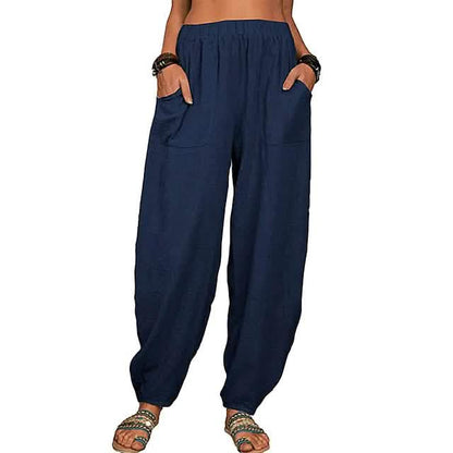 Women's Linen High-Waist Wide-Leg Pants