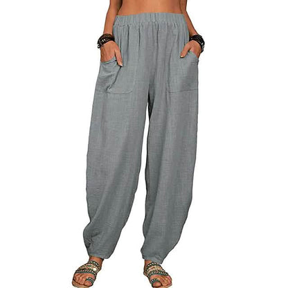 Women's Linen High-Waist Wide-Leg Pants