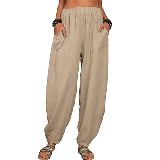 Women's Linen High-Waist Wide-Leg Pants