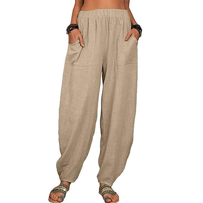 Women's Linen High-Waist Wide-Leg Pants