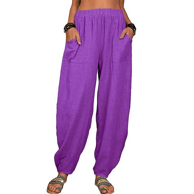 Women's Linen High-Waist Wide-Leg Pants