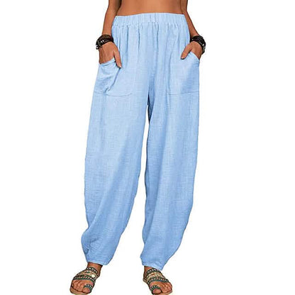 Women's Linen High-Waist Wide-Leg Pants