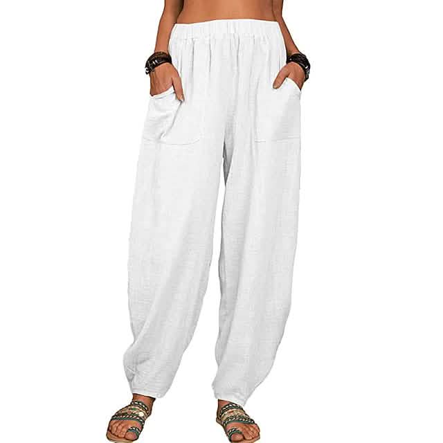Women's Linen High-Waist Wide-Leg Pants