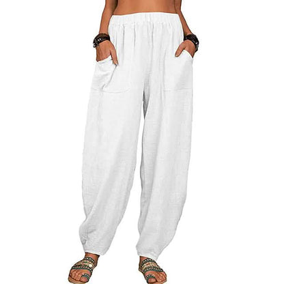 Women's Linen High-Waist Wide-Leg Pants