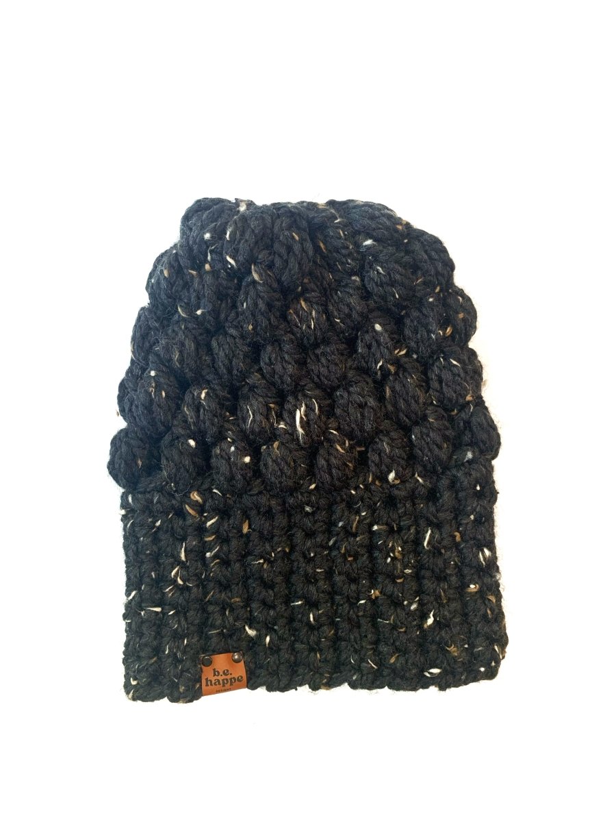 Crochet Slouchy Beanie – Black Speckle