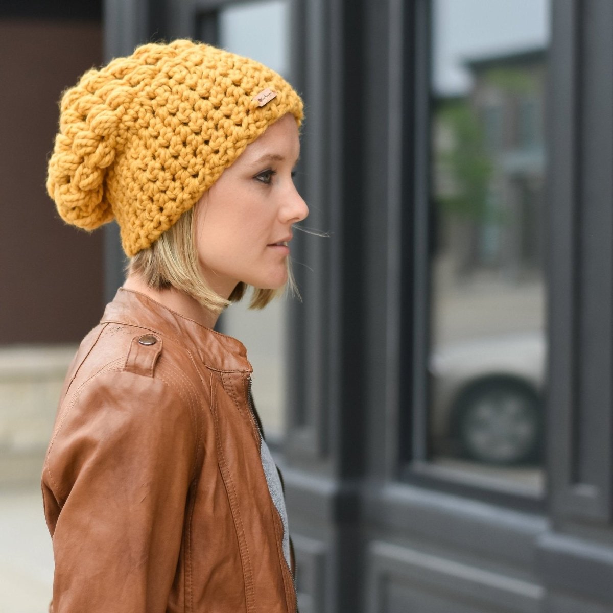 Crochet Slouchy Beanie – Yellow